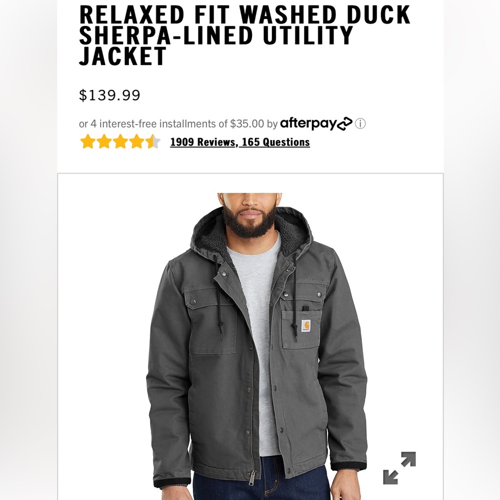 NWOT Carhartt Sherpa Lined Utility Jacket